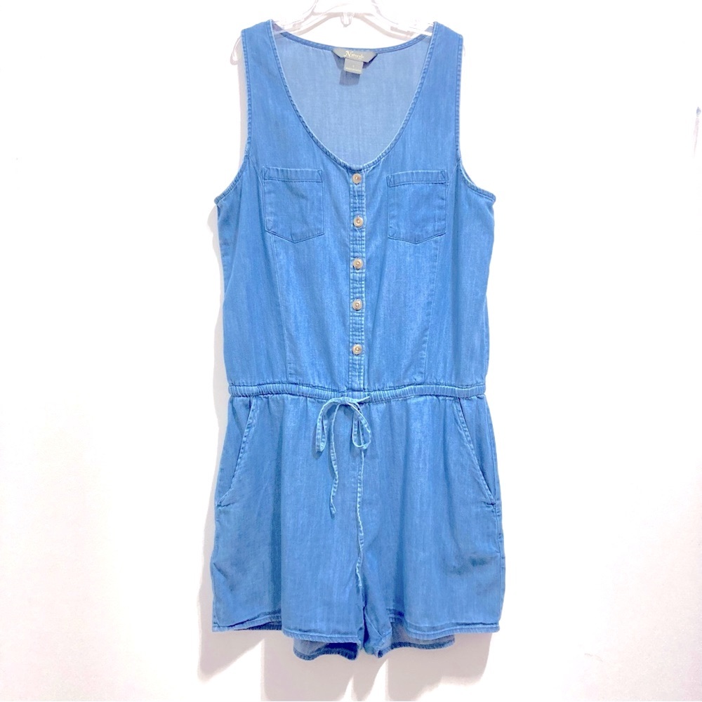 Natural Reflections Women’s Chambray Blue Denim Jumpsuit Romper